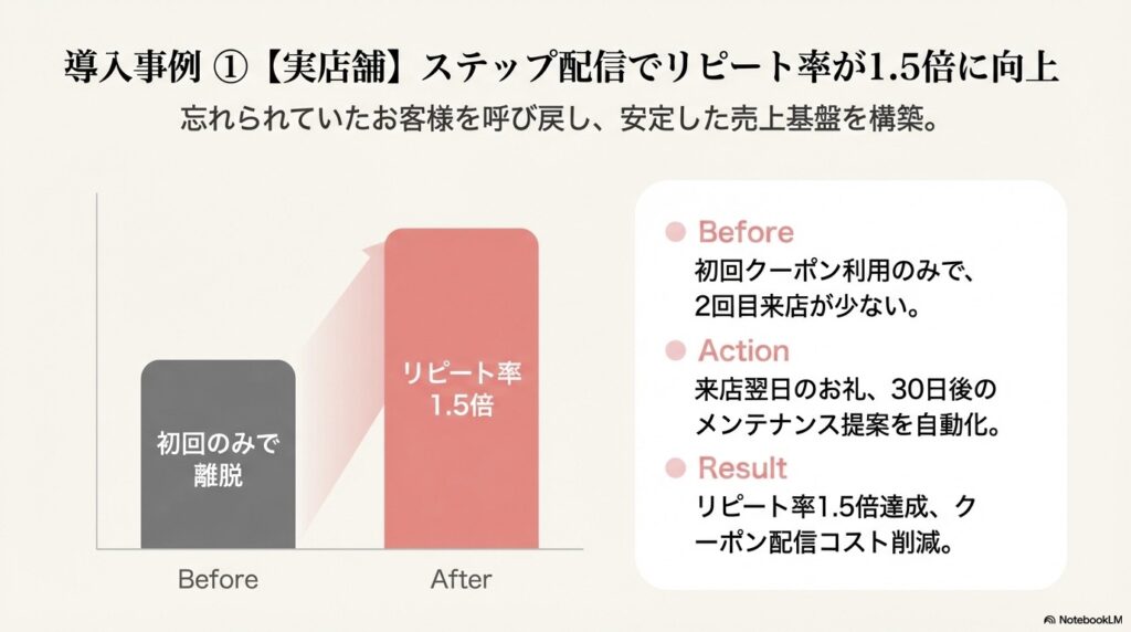 他社導入成果（事例紹介)

リピート率が向上
